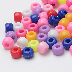 Mixed Color Plastic Beads, Barrel, Mixed Color, 8x6mm, Hole: 3.5mm, about 2630pcs/500g