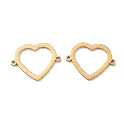 Золотой Ионное покрытие (IP) 304 Подвески с полым соединителем из нержавеющей стали, сердечные ссылки, золотые, 14.5x19x1 мм, отверстие : 1 мм