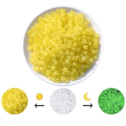 Yellow Luminous Acrylic Beads, Glow in the Dark, for DIY Jewelry Accessories, Column, Yellow, 8x6mm, Hole: 3.5mm, about 700pcs/bag