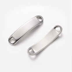 Stainless Steel Color Rectangle 304 Stainless Steel Links connectors, Stainless Steel Color, 41x10x1.5mm, Hole: 4x5mm