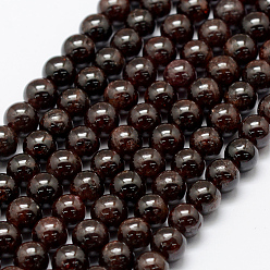 Garnet Natural Garnet Beads Strands, Round, 6~7mm, Hole: 1mm, about 60pcs/strand, 15.1 inch(38.5cm)