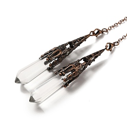 Glass Стеклянный биолокационный маятник большие подвески, с латунной фурнитурой , пуля, 260~270 мм, отверстие : 1.5 мм