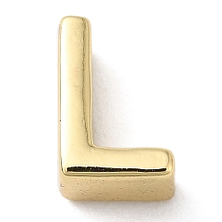 Letter L Rack Plating Brass Slide Charms, Cadmium Free & Lead Free, Real 18K Gold Plated, Letter, Letter L, 7.5x5x3.5mm, Hole: 1.5mm.