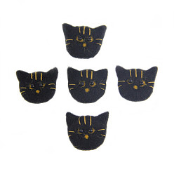 Black Handwork Felt Needle Felting Cat Ornaments, for Home Decoration Display, Black, 40x30mm
