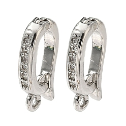 Платина Латунные микро проложить четкие кубического циркония кулон поручительств, овальные, без кадмия и без свинца, долговечный, стойки покрытие, платина, 14x7.5x2.5 мм, отверстие : 1.2 мм