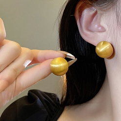Flat Round Alloy Stud Earring, with Sterling Silver Pin and Resin, Golden, Flat Round, 22x22mm