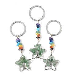 Зеленый Авантюрин Звезда латунные зеленые авантюриновые брелки, с железом, платина, 96~100 мм