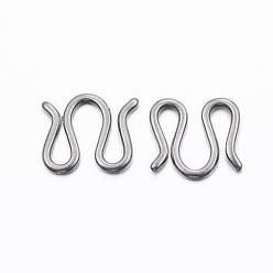 Stainless Steel Color 304 Stainless Steel S-Hook Clasps, M Clasps, Stainless Steel Color, 6.5x7x0.8mm