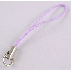 Violet Mobile Phone Strap, Colorful DIY Cell Phone Straps, Alloy Ends with Iron Rings, Violet, 6cm