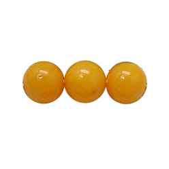 Goldenrod Natural Mashan Jade Beads Strands, Dyed, Round, Goldenrod, 10mm, Hole: 1mm, about 40pcs/strand, 16 inch