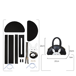 Black DIY Rabbit Bag Making Kit, Including Cowhide Bag Accessories, Black, 27x25x7cm