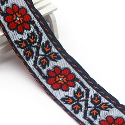 FireBrick Flat Ethnic Style Embroidery Polyester Ribbons, Jacquard Ribbon, Garment Accessories, FireBrick, 2 inch(50mm), about 7.66 Yards(7m)/pc