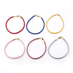 Mixed Color Braided Cotton Cord Bracelet Making, with 304 Stainless Steel Clasps, Golden, Mixed Color, 8-5/8 inch(21.8cm), 3mm