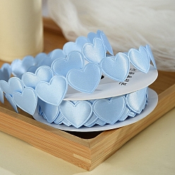 Light Sky Blue 9M Valentine's Day Polyester Love Heart Ribbon Trim, Garment Accessories, Gift Packaging, Light Sky Blue, 5/8 inch(15mm), about 9.84 Yards(9m)/Roll