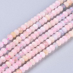 Morganite Natural Morganite Beads Strands, Rondelle, Faceted, 3x2mm, Hole: 0.7mm, about 188pcs/strand, 15.35 inch(39cm)
