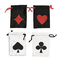 (52) Непрозрачная лаванда Полиэстеровые мешочки с принтом в виде игральных карт, шнурок сумки, прямоугольные, разноцветные, 18.5x13x0.05~0.1 см, о 1ПК/стиль