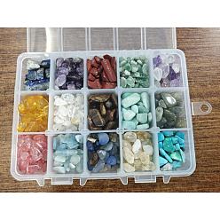 Смешанные камни 375g 15 стильные бусины из натуральных и синтетических драгоценных камней, неразрушенное / без отверстия, чипсы, 25 g / style
