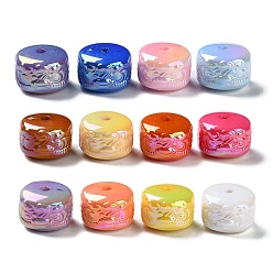 Mixed Color UV Plating Acrylic Beads, AB Color, Flat Round, Mixed Color, 12.5x18mm, Hole: 3mm