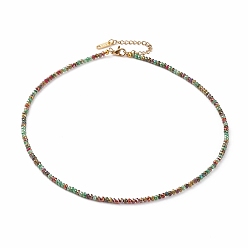 Colorful Glass Beaded Necklaces, with 304 Stainless Steel Lobster Claw Clasps, Rondelle, Golden, Colorful, 15.94 inch(40.5cm)