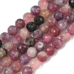 Турмалин Натуральный сливовый цвет турмалиновый бисер пряди, граненый (64 граней), круглые, 6 мм, отверстие : 0.8 мм, около 62~67 шт / нитка, 15.16~15.55 дюйм (38.5~39.5 см)