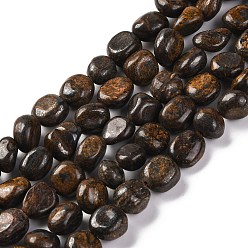 Bronzite Natural Bronzite Beads Strands, Nuggets, Tumbled Stone, 7~12x6~8x5~7mm, Hole: 1mm, about 43~44pcs/strand, 15.47~15.63''(39.3~39.7cm)