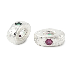 Серебро Латунные микро проложить кубического циркония бусы, овальные, без свинца и без кадмия, серебряные, 8x5x3 мм, отверстие : 3x2 мм