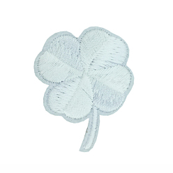 White Computerized Embroidery Cloth Iron On/Sew on Patches, Costume Accessories, Clover, White, 43x35mm