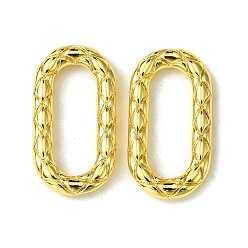Real 18K Gold Plated Brass Linking Rings, Textured Oval, Real 18K Gold Plated, 22x12x3mm, Inner Diameter: 6x16mm