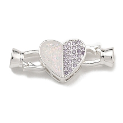 Разноцветный Латунное микропейв, прозрачный кубический цирконий, складные застежки, cmолой, сердце, реальный 18 k позолоченный, красочный, 31 мм