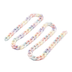 Colorful Spray Painted Acrylic Curb Chains, for Purse Strap Handbag Link Chains Making, Colorful, 24x17x5mm, about 3.28 feet(1m)/strand