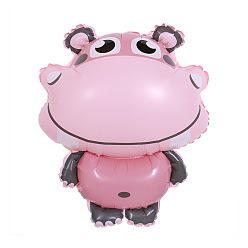 Hippo Aluminum Balloons, for Festive Party Decorations, Animal Theme Pattrn, Hippo Pattern, 620x450mm