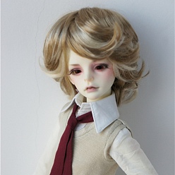 Tan Imitation Mohair Doll Curly Wig Hair, for 1/3 DIY Boy BJD Makings Accessories, Tan, fit for 8~9 inch(20.32~22.86cm) head circumference