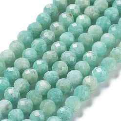 Amazonite Natural Amazonite Beads Strands, Faceted, Round, 5.5~6mm, Hole: 1mm, about 70~74pcs/strand, 14.57~15.35 inch(37~39cm)