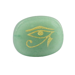 Green Aventurine Natural Green Aventurine Cabochons, Oval with Egyptian Eye of Ra/Re Pattern, Religion, 25x20x6.5mm