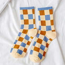 Tartan Cotton Knitting Socks, Crew Socks, Winter Warm Thermal Socks, Tartan, 270x115x6mm