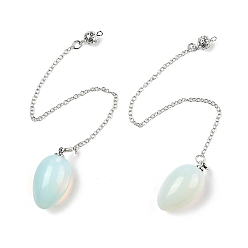 Опал Опаловые маятники для биолокации, с реечной обшивкой латунными выводами, платина, яйцо, 215~222 мм, отверстие : 1.8 мм