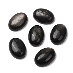 Silver Sheen Obsidian Natural Silver Sheen Obsidian Cabochons, Oval, 18x13mm