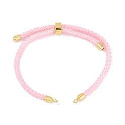 Pink Изготовление регулируемого нейлонового хлопкового шнура, с реечной обшивкой латунными выводами, золотые, розовые, 4-3/4~8-7/8 дюйм (12~22.5 см), 3 мм, отверстие : 2 мм