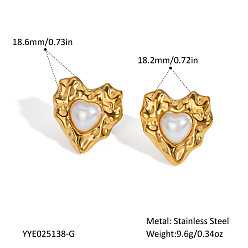 Настоящее золото 18K 304 Серьги из нержавеющей стали, с имитацией жемчуга, реальный 18 k позолоченный, 27.9x21.7 мм
