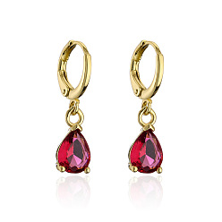 41741 Geometric Waterdrop Earrings with Copper Plating and Zirconia Inlay for Women