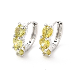 Pale Goldenrod Cubic Zirconia Hoop Earrings, Platinum Brass Jewelry for Women, Cadmium Free & Lead Free, Pale Goldenrod, 15.5x16.5x5mm, Pin: 0.7~0.9mm
