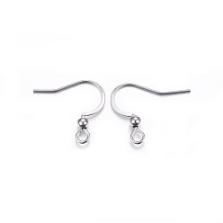 Stainless Steel Color 304 Stainless Steel French Earring Hooks, Flat Earring Hooks, Ear Wire, with Horizontal Loop, Stainless Steel Color, 16x18.5x3mm, Hole: 2mm, 21 Gauge, Pin: 0.7mm