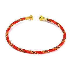 Красный Изготовление браслета из плетеной проволоки из углеродистой стали, с позолоченными латунными заглушками, красные, 0.25 см, внутренний диаметр: 2-3/8 дюйм (6.1 см)
