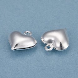 925 Sterling Silver Plated Brass Charms, Heart, 925 Sterling Silver Plated, 13x11.5x3.5mm, Hole: 1.2mm