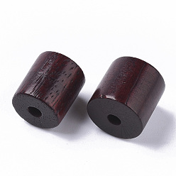 Coconut Brown Natural Sandalwood Beads, Waxed Wooden Beads, Dyed, Column, Coconut Brown, 10x10mm, Hole: 2mm, about 780pcs/500g