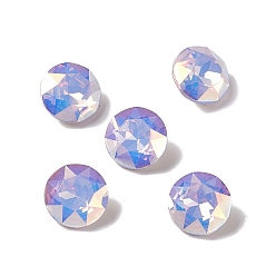 Tanzanite Light AB Style Eletroplate K9 Glass Rhinestone Cabochons, Pointed Back & Back Plated, Faceted, Flat Round, Tanzanite, 10x5mm