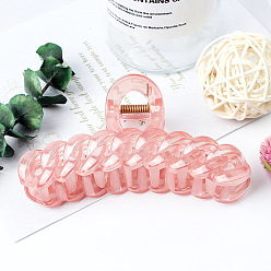 TCB-1080-Jelly Pink Vintage Twist Hair Clip for Girls, Transparent Chain Claw Clamp for Summer Face Washing and Braids
