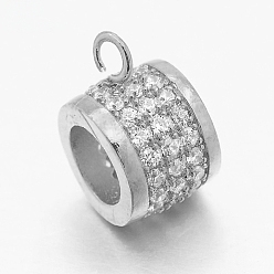 Платина Латунные поручни из кубического циркония с микропаве, петля под залог, колонка, без кадмия, без никеля и без свинца, платина, 11x6.5x8 мм, отверстие : 1 мм, внутренний диаметр: 5 мм