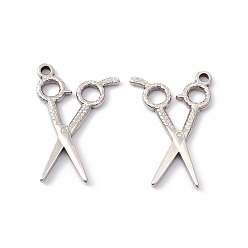 Stainless Steel Color 201 Stainless Steel Pendants, Scissor, Stainless Steel Color, 33.5x22x2.5mm, Hole: 2.5mm
