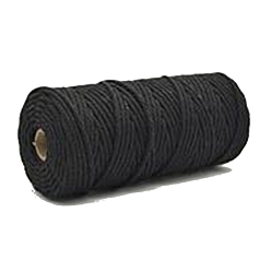 Black Cotton String Threads, Macrame Cord, Decorative String Threads, for DIY Crafts, Gift Wrapping and Jewelry Making, Black, 3mm, about 109.36 Yards(100m)/Roll